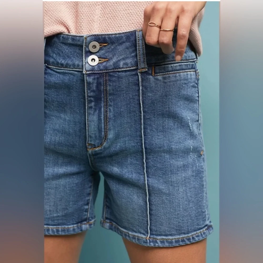 Anthropologie Pilcro Letterpress High Waisted Pintucked Denim Jean Short Size 29 - Picture 1 of 6